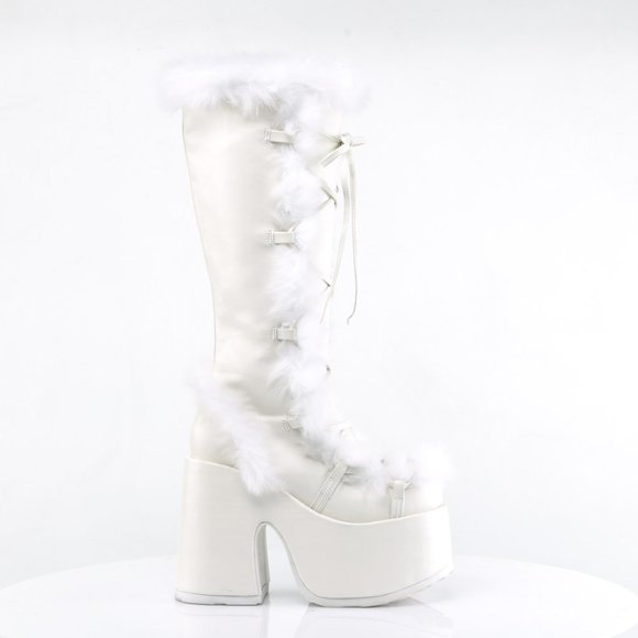 Suede Heel Platform Faux Fur Knee High Boots - Picture 5 of 5
